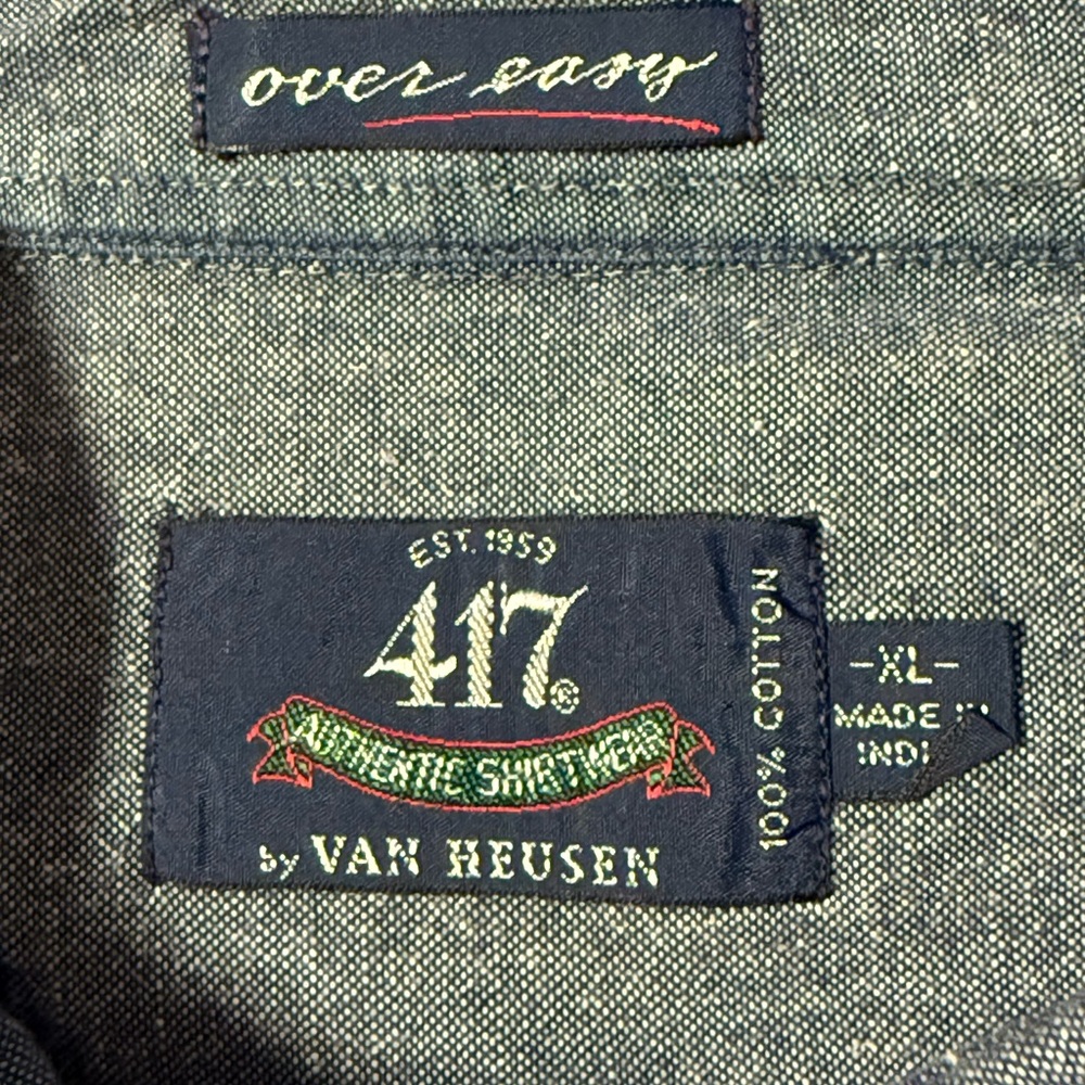 Van Heusen Men's Blue Chambray Button Down Shirt Size XL - Picture 2 of 10